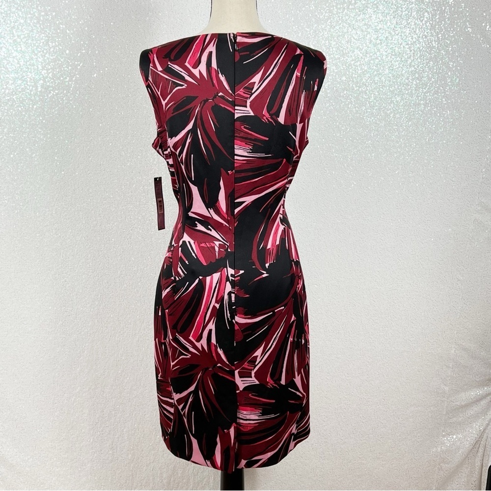 Tahari ASL sleeveless printed sheath dress in Berry Wine color - Picture 11 of 16